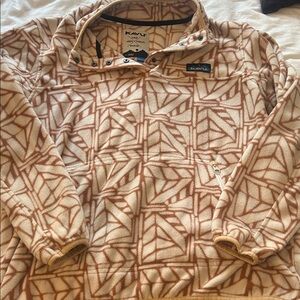 Kavu Tan and Brown Patterned Fleece Pullover